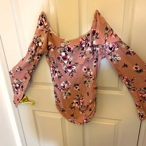 Pink floral Off-the-Shoulder Shirt